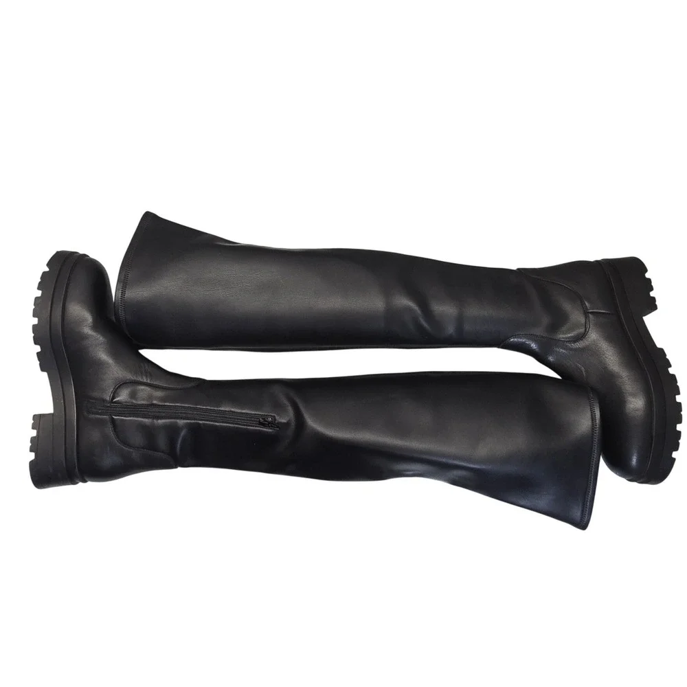 Sister x Soeur Gwen Over The Knee Boots EU 40 US 10 Stretch Leather Lug Sole